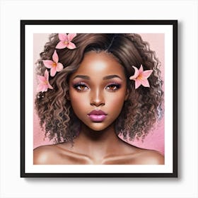 Black Girl With Flowers 1 Art Print