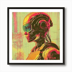 Grungy Depiction Of A Female Cyborg Art Print
