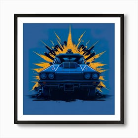 Car Blue Artwork Of Graphic Design Flat (40) Art Print