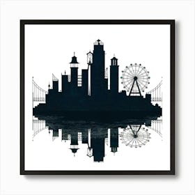 Silhouette Of A City Art Print