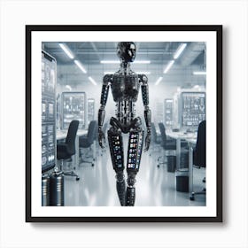 Robot Woman In The Office Art Print