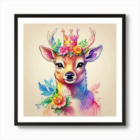 Deer With Crown 3 Art Print