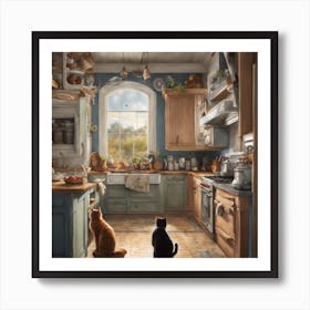 Cat In The Kitchen Art Print