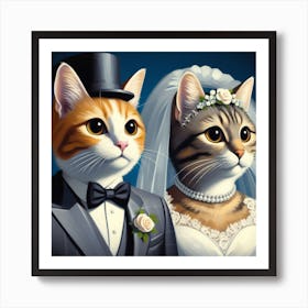 Wedding Cats Art Print