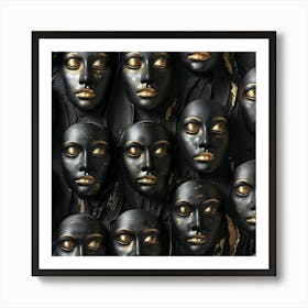 Black Masks Art Print