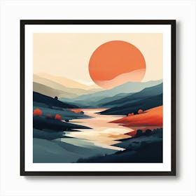 Sunset In The Mountains art print Art Print