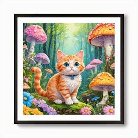 Cat In The Forest Art Print