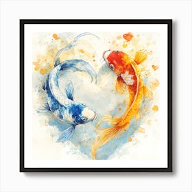 Koi Fish In Heart 8 Art Print