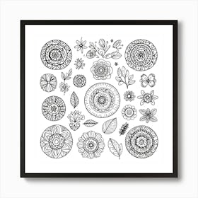 Doodles In Black And White Line Art 5 Art Print 0 1 Art Print