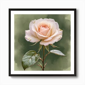 Pale Pink Rose On Grey 03 Art Print