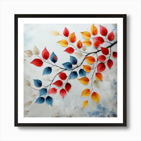  'Autumnal Harmony', a vivid representation of nature's seasonal symphony. This art piece brings to life the vibrant hues of fall, with each leaf intricately detailed to showcase the fiery palette that adorns the natural world from summer's end through autumn.  Seasonal Art, Vibrant Fall Leaves, Nature's Palette.  #AutumnalHarmony, #SeasonalBeauty, #VibrantLeaves.  'Autumnal Harmony' is a celebration of change, a beautiful transition captured on canvas. Ideal for anyone looking to add a splash of seasonal color to their space, this piece combines the charm of rustic art with the elegance of modern design, creating a timeless addition to both home and office environments. Art Print