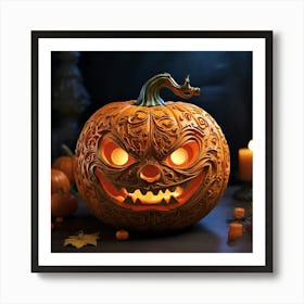 Halloween Pumpkin Carving 3 Art Print