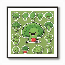 Kawaii Broccoli Art Print