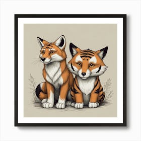 Fox And Tiger Art Print