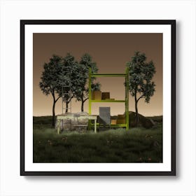 Remote Workstation Square Art Print