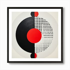 Abstract Geometric. Black and Red Circles and Dots Art Print