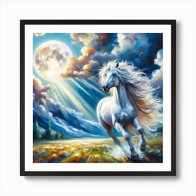 Horse in moon Art Print