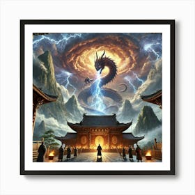 A Grand Scene Of An Ancient Chinese Temple High In Art Print