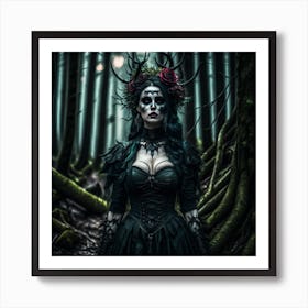 Gothic Woman In The Forest Art Print