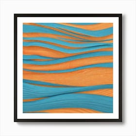 Blue And Orange Wavy Lines Art Print