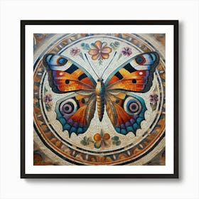 Roman Mosaic Butterfly V Art Print