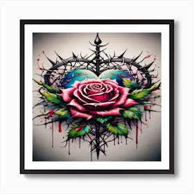 Rose Tattoos Art Print