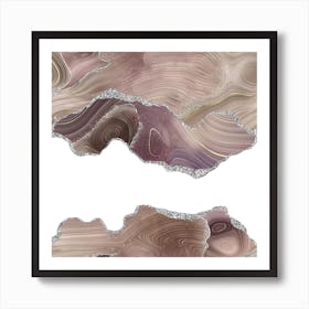 Taupe & Silver Glitter Agate Texture 07 Art Print