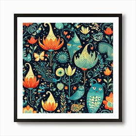 Playful And Whimsical A Pattern Featuring Whimsical Creatures Playful Patterns And A Touch Of Mag 926459648 Art Print