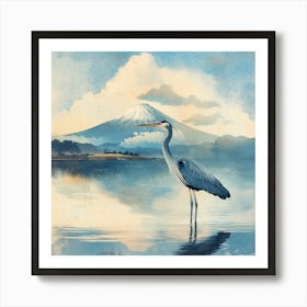 Creatai 24830 Vintage Illustration Of Blue Heron Bird Standin 9557a4d6 5a17 4686 A7a3 6437609cd5c8 0 Art Print