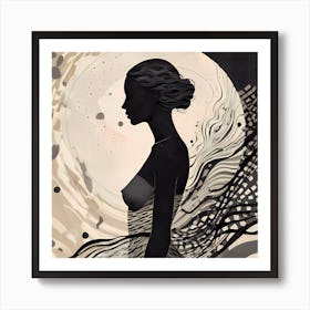 Silhouette Of A Nude Woman 1 Art Print