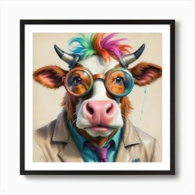 Cow With Glasses 1 Art Print