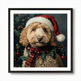 Christmas Goldendoodle 8 Art Print