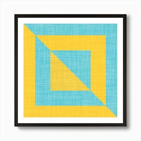 Bold minimal Mid Mod Coastal geometry Aqua Blue & Yellow Art Print