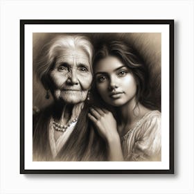 Old Woman And Young Girl 2 Art Print