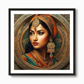 Hermosa Mujer Indu Co Gran Marco Art Print