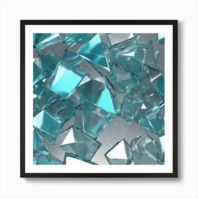 Blue Glass Fragments Art Print