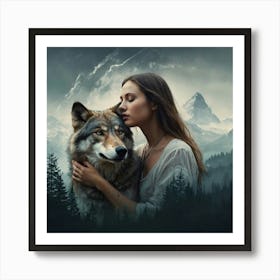 Wolf And The Woman Art Print