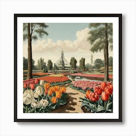 Tulips In The Garden Art Print