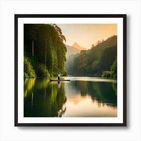 Sunrise On A River Art Print