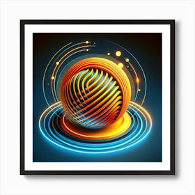 Abstract Neon Sphere Art Print