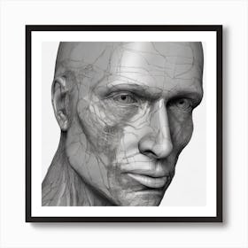 Human Head 3d Model 1 Art Print