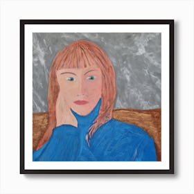 Woman In Blue Art Print