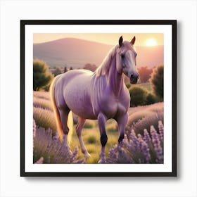 Lavender Horse In The Field 1 Art Print