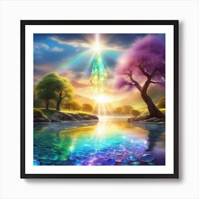 Rainbow Over A Lake Art Print