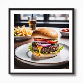 Hamburger On A Plate 51 Art Print