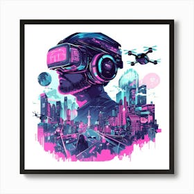 Vr Headset.Generated AI. Wall Art Print 1 Art Print