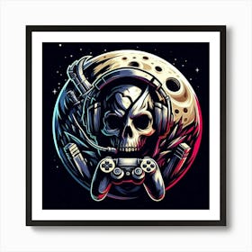 Skull With Game Controllers Art Print