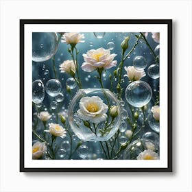 Lisianthus And Bubbles Art Print