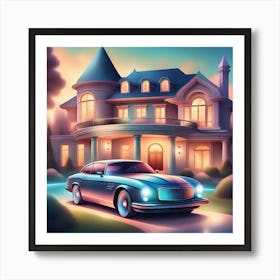 Car In Front Of A House Art Print