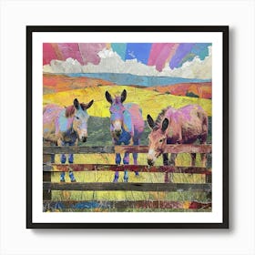 Kitsch Collage Of Donkeys 2 Art Print